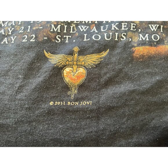 Vintage Bon Jovi 2011 Band Tour T-Shirt Hanes tag Men's Size 2XL Indie - Picture 7 of 13